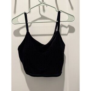 Women’s Athleta Elation V-Neck Velvet Crop Top Cup A-C In Black Size S Small